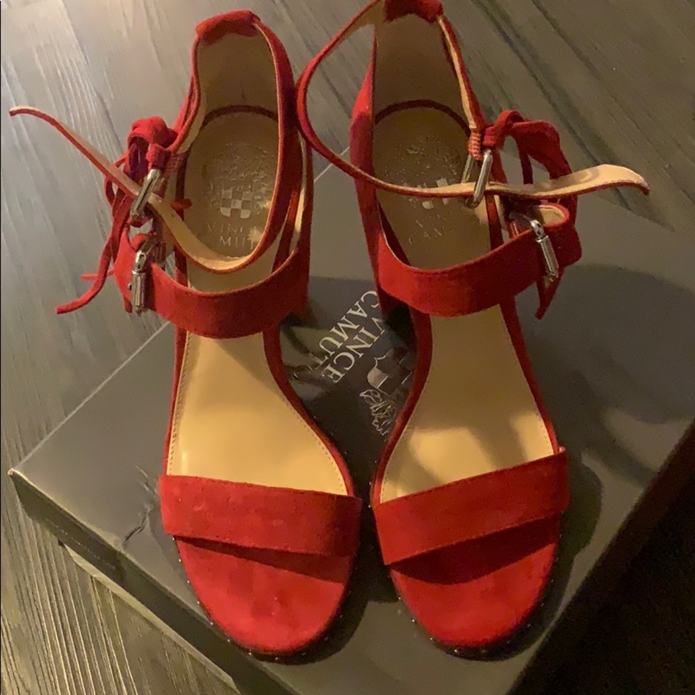 Red Block Heel Vince Camuto Shoes.